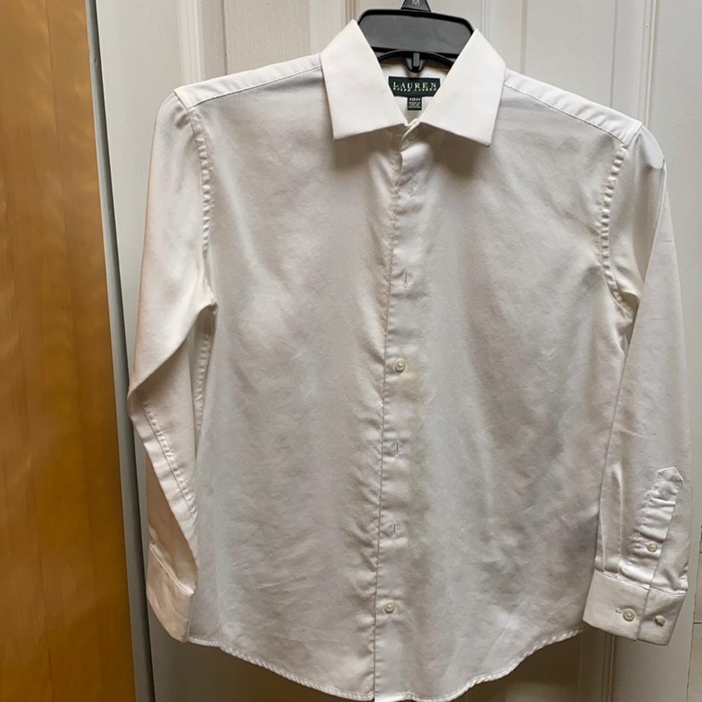 Lauren Ralph Lauren button down shirt, Boys size 10, White color, dressy shirt